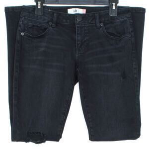 Cabi Womens Jeans Slim Boyfriend Distressed Zip Fly Black Size 2 LD
